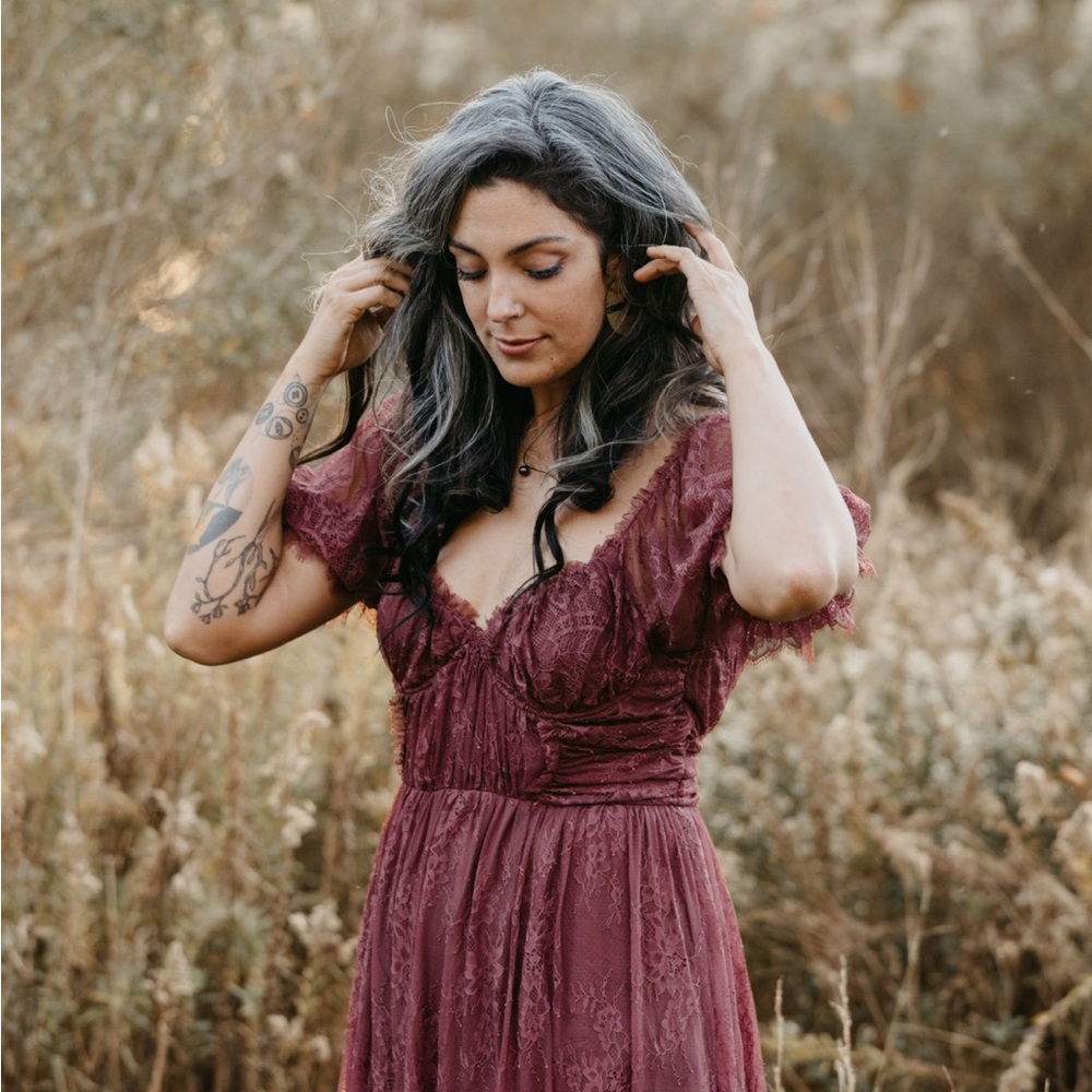 Elegant Lace Burgundy Dress